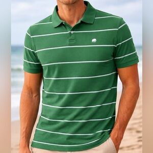Banana Republic Green Polo with White Stripes